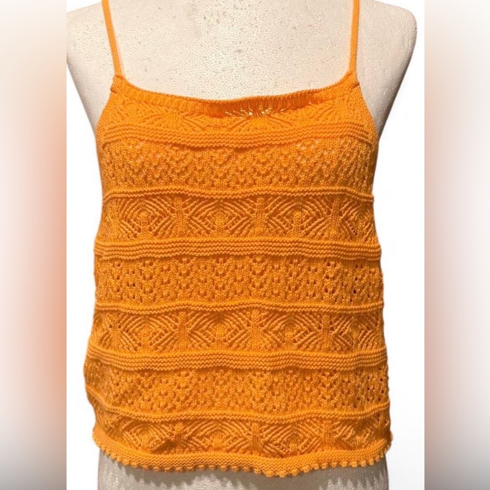 Forever 21 Crochet Knit Orange Camisole Tank Top, size XL. Like New!